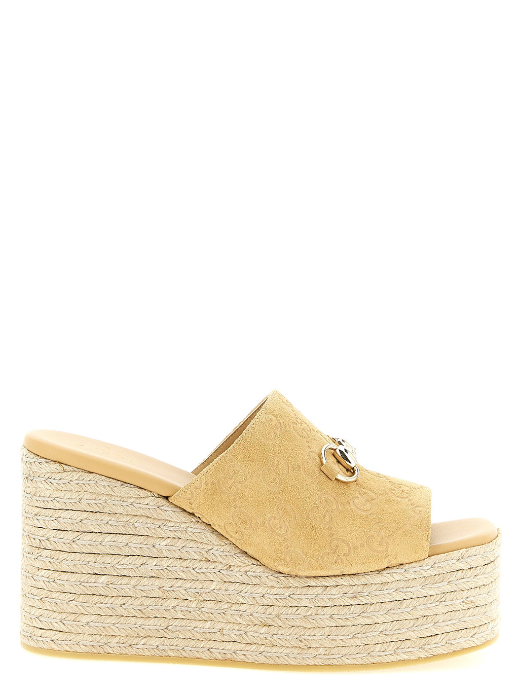 Gucci Beige Calfskin Wedge Sandals