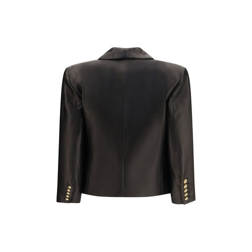 Balmain Schwarze Lammlederjacke Ovis Aries Aries