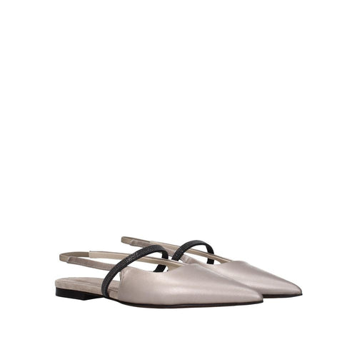 Brunello Cucinelli Beige Leder-Ballerinas