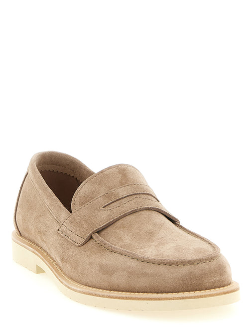 Brunello Cucinelli Slip-On Loafer aus beigefarbenem Kalbsleder