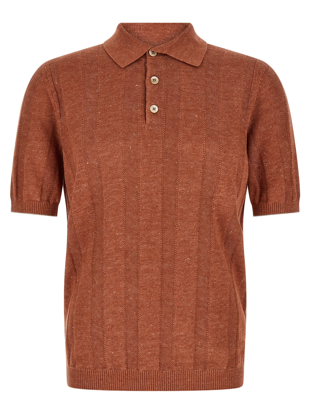 Brunello Cucinelli Orange Linen Polo Shirt