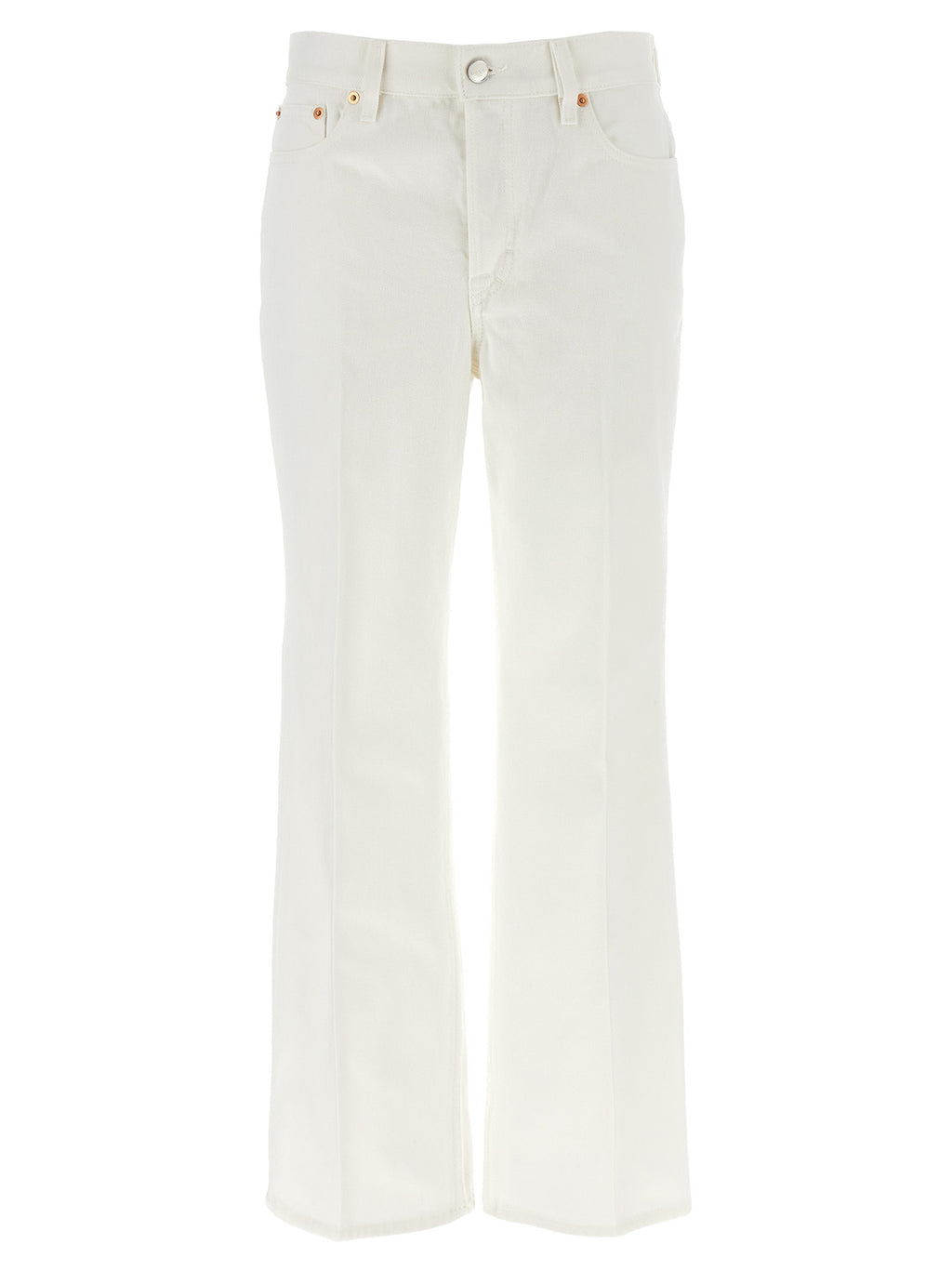 Gucci White Cotton Cropped Jeans