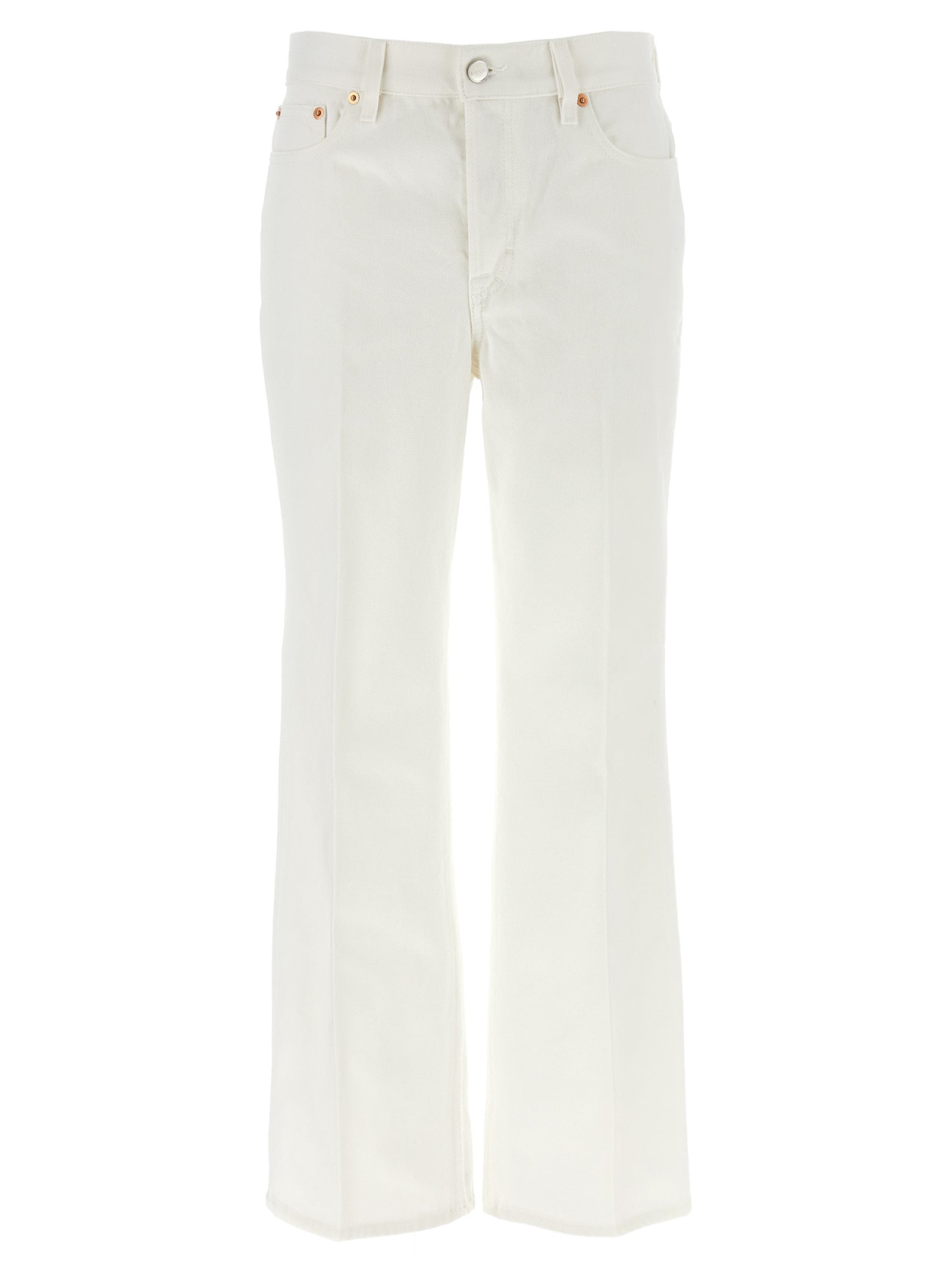 Gucci White Cotton Cropped Jeans