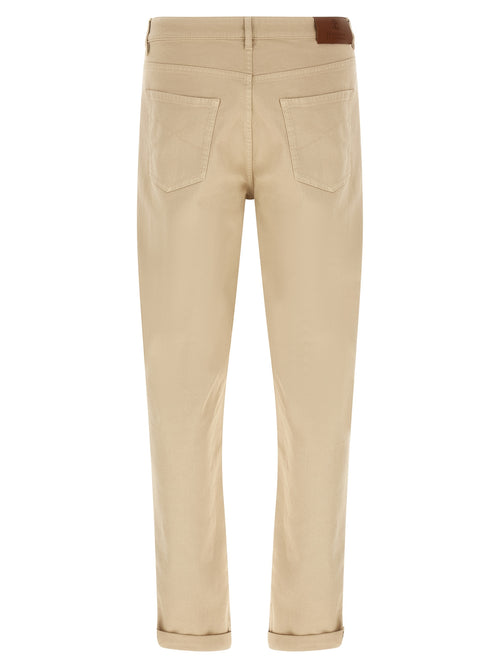 Brunello Cucinelli Beige Baumwoll-Jeans mit schmal zulaufendem Bein