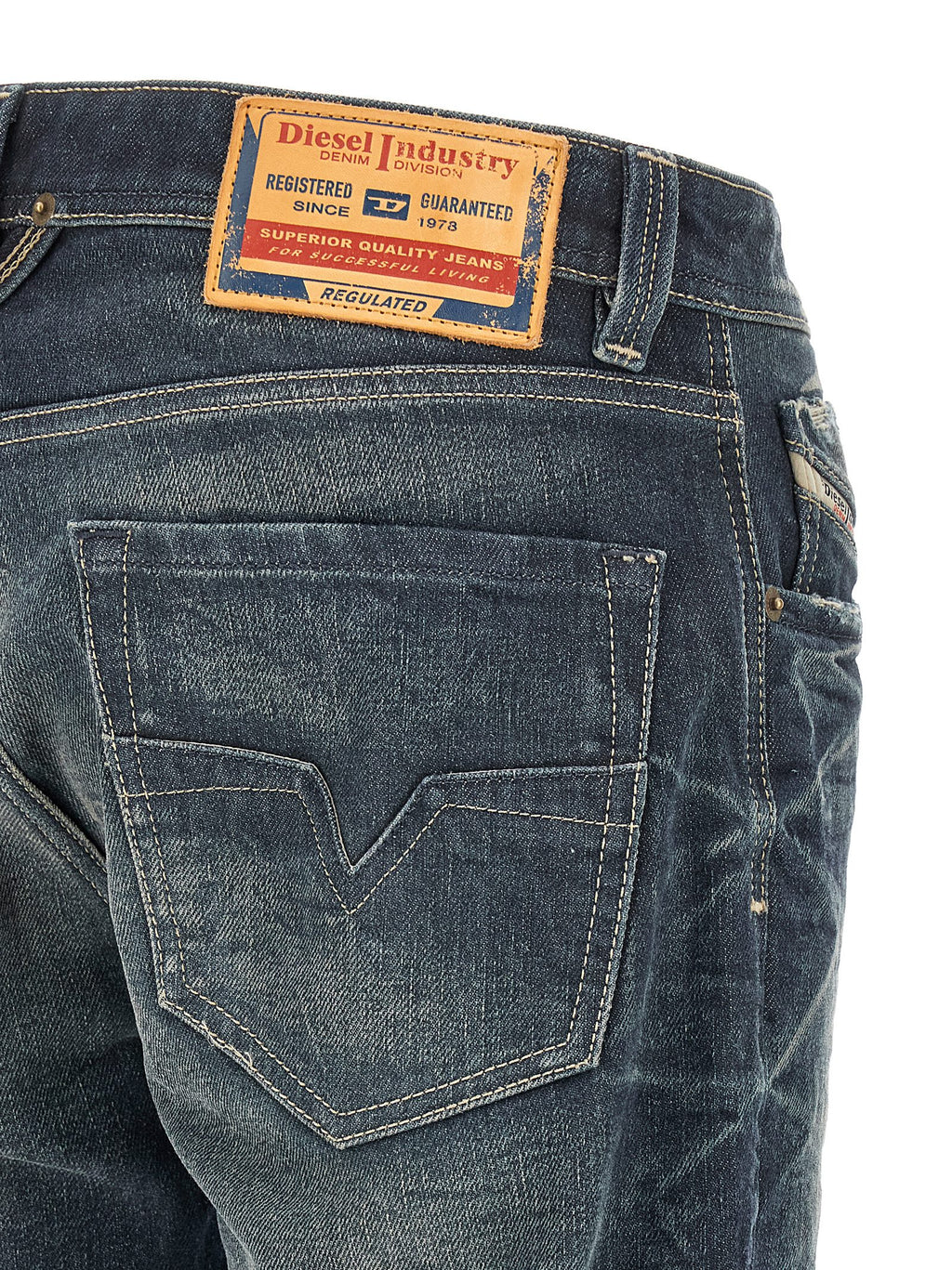 Diesel Blue Cotton Straight-Leg Jeans