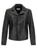 MM6 Maison Margiela Black Polyester Leather Jacket