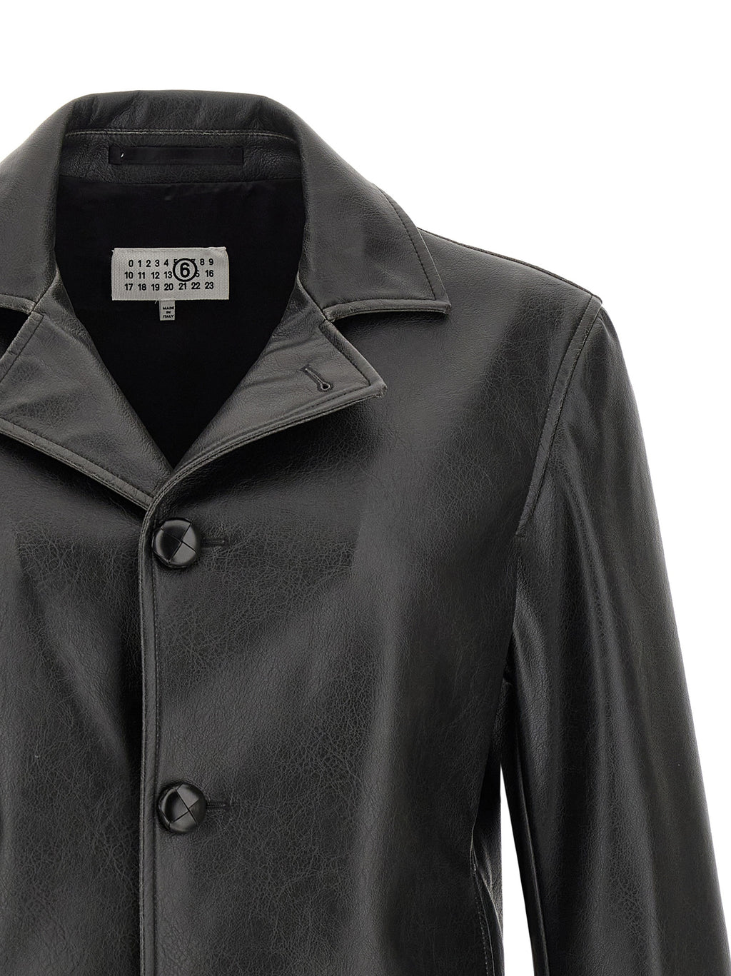 MM6 Maison Margiela Black Polyester Leather Jacket