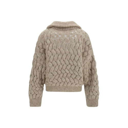 Brunello Cucinelli Beiger Strickcardigan aus Wolle