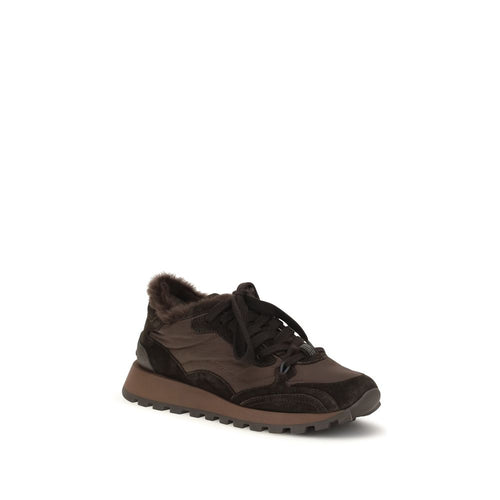 Brunello Cucinelli Schwarze Kalbsleder-Sneaker aus Bos Taurus