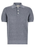 Brunello Cucinelli Blue Linen Polo Shirt