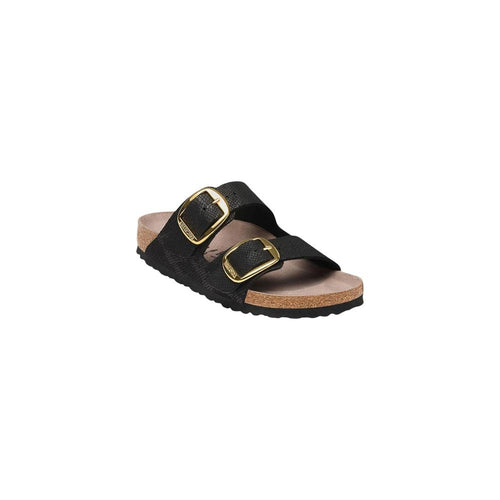 Birkenstock schwarze flache Sandalen aus Synthetik