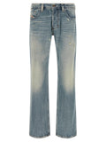 Diesel Blue Cotton Straight-Leg Jeans