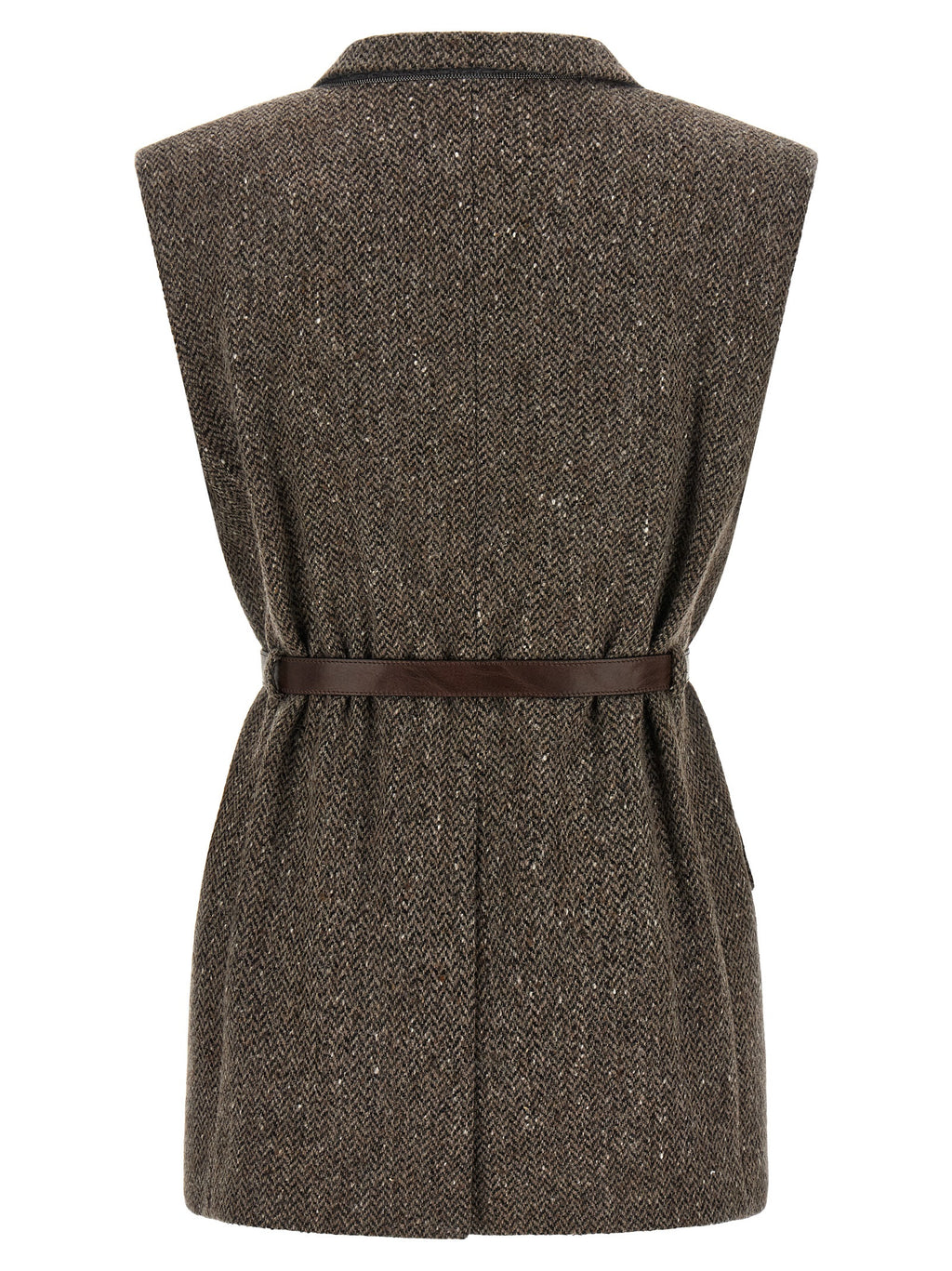 Brunello Cucinelli Brown Virgin Wool Sleeveless Jacket
