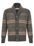 Brunello Cucinelli Gray Alpaca Leather Cardigan
