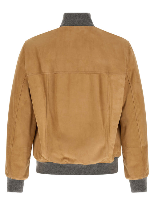 Brunello Cucinelli Lederjacke aus beigem Lammleder