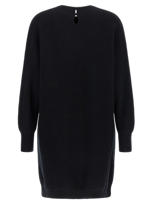 Brunello Cucinelli Kurzes Kleid aus schwarzer Schurwolle