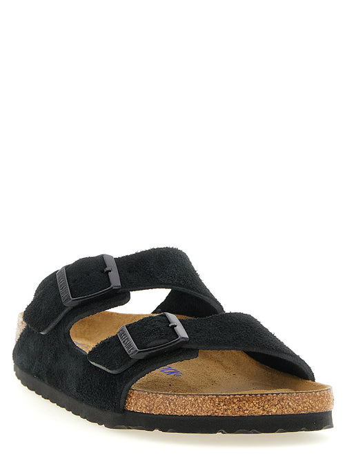 Birkenstock Pantoletten aus schwarzem Kalbsleder