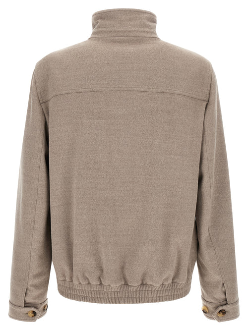 Brunello Cucinelli Bomber aus beiger Schurwolle