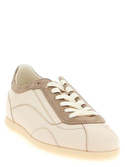 Brunello Cucinelli Beigefarbene Low-Top-Sneaker aus Kalbsleder