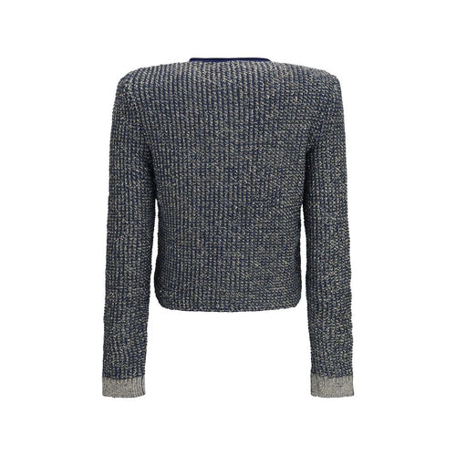 Balmain blaue Strickjacke aus Polyamid