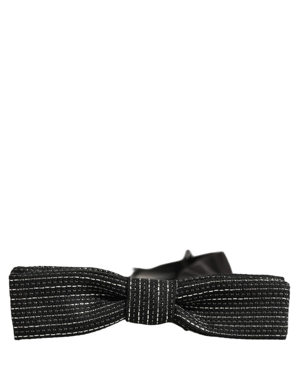Dolce & Gabbana Men Black Silver Ribbed Adjustable Neck Papillon  Bow Tie