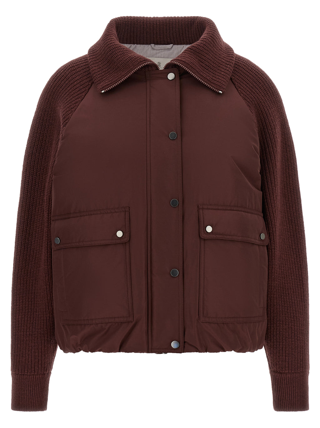 Brunello Cucinelli Bordeaux Cotton Bomber