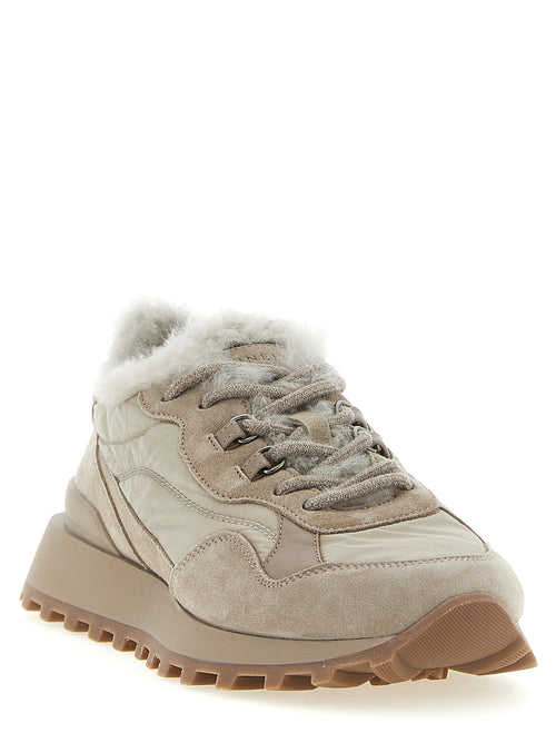 Brunello Cucinelli Sneaker aus beigem Kalbsleder