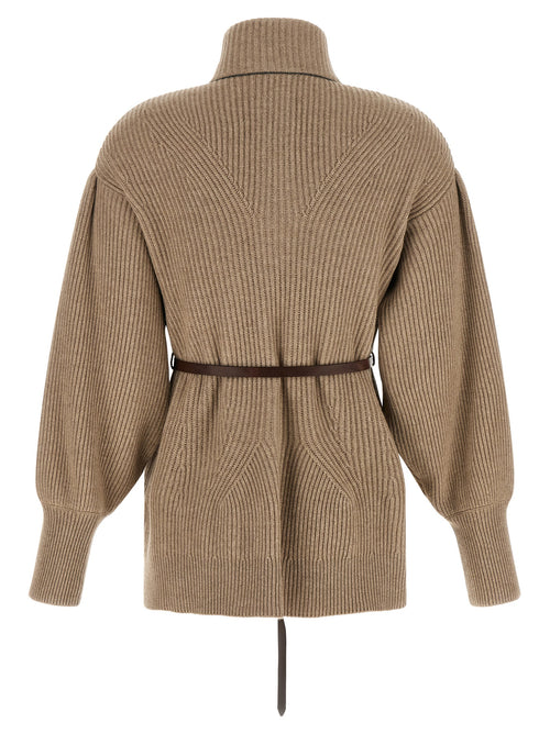 Brunello Cucinelli Beigefarbener Cardigan aus Schurwolle