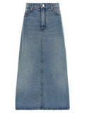 Ami Paris Blue Cotton Midi Skirt