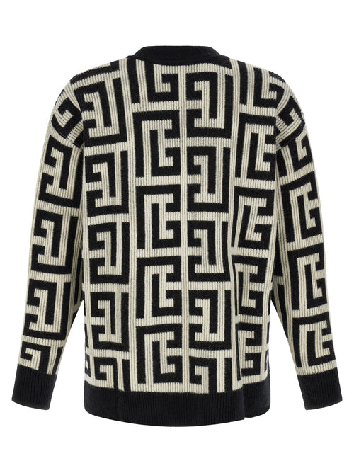 Balmain Bicolor Merino Wool Cardigan
