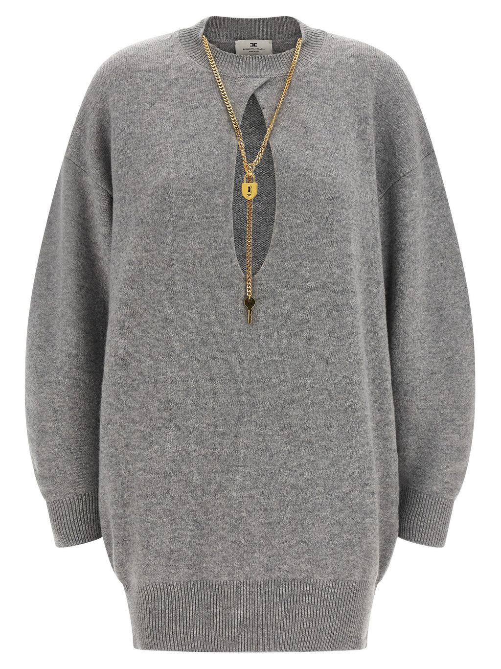 Elisabetta Franchi Gray Wool Short Dress