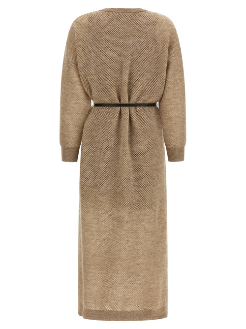 Brunello Cucinelli Beige Wool Midi Dress