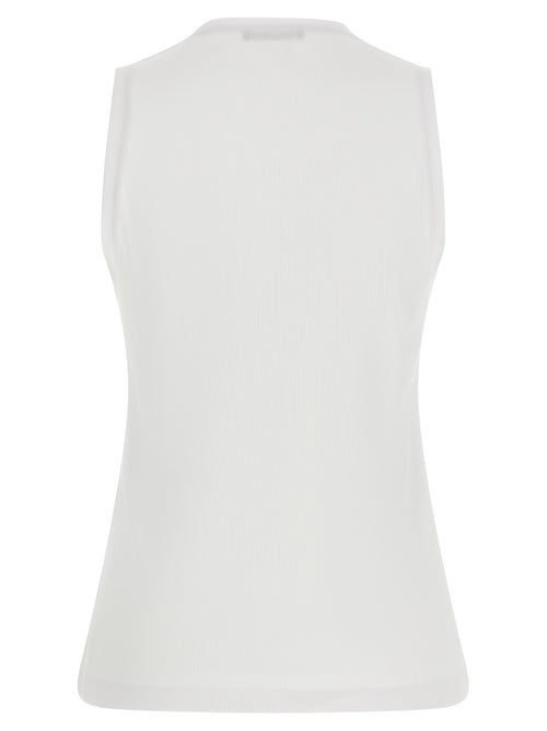Balmain White Cotton Sleeveles T-Shirt