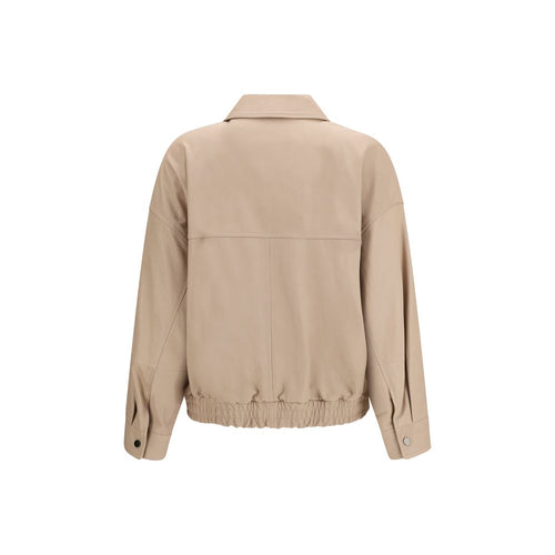 Brunello Cucinelli Beige Leather Leather Jacket
