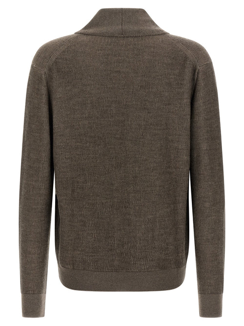 Brioni Brown Cashmere Cardigan