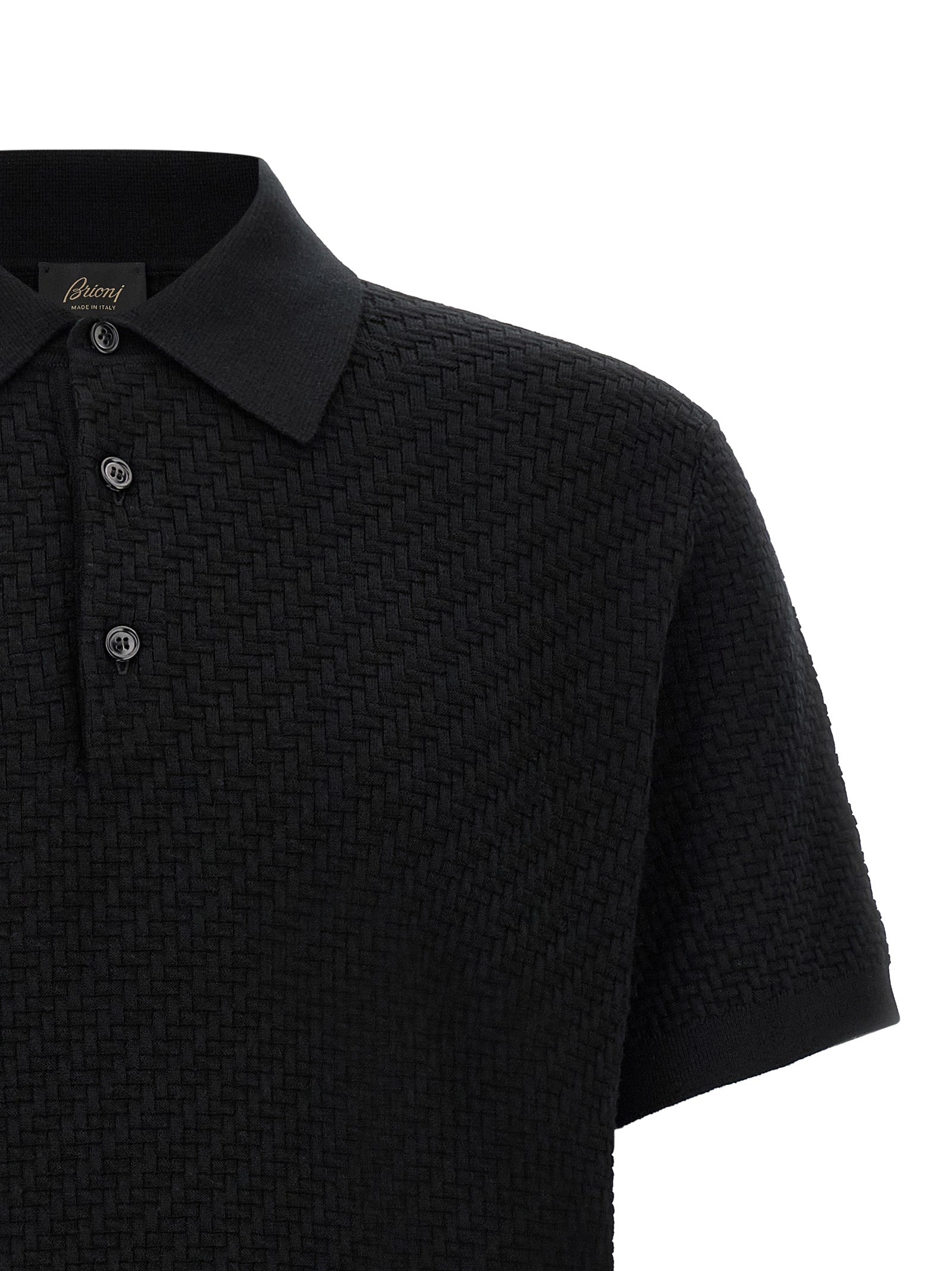 Brioni Black Cotton Polo Shirt