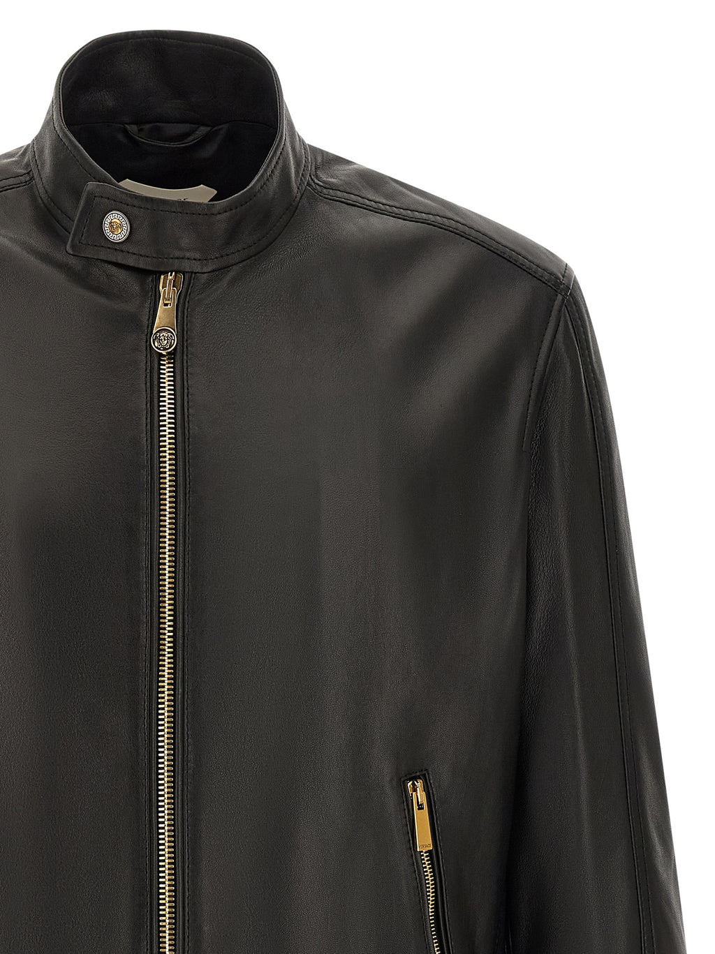 Versace Black Lamb Leather Leather Jacket