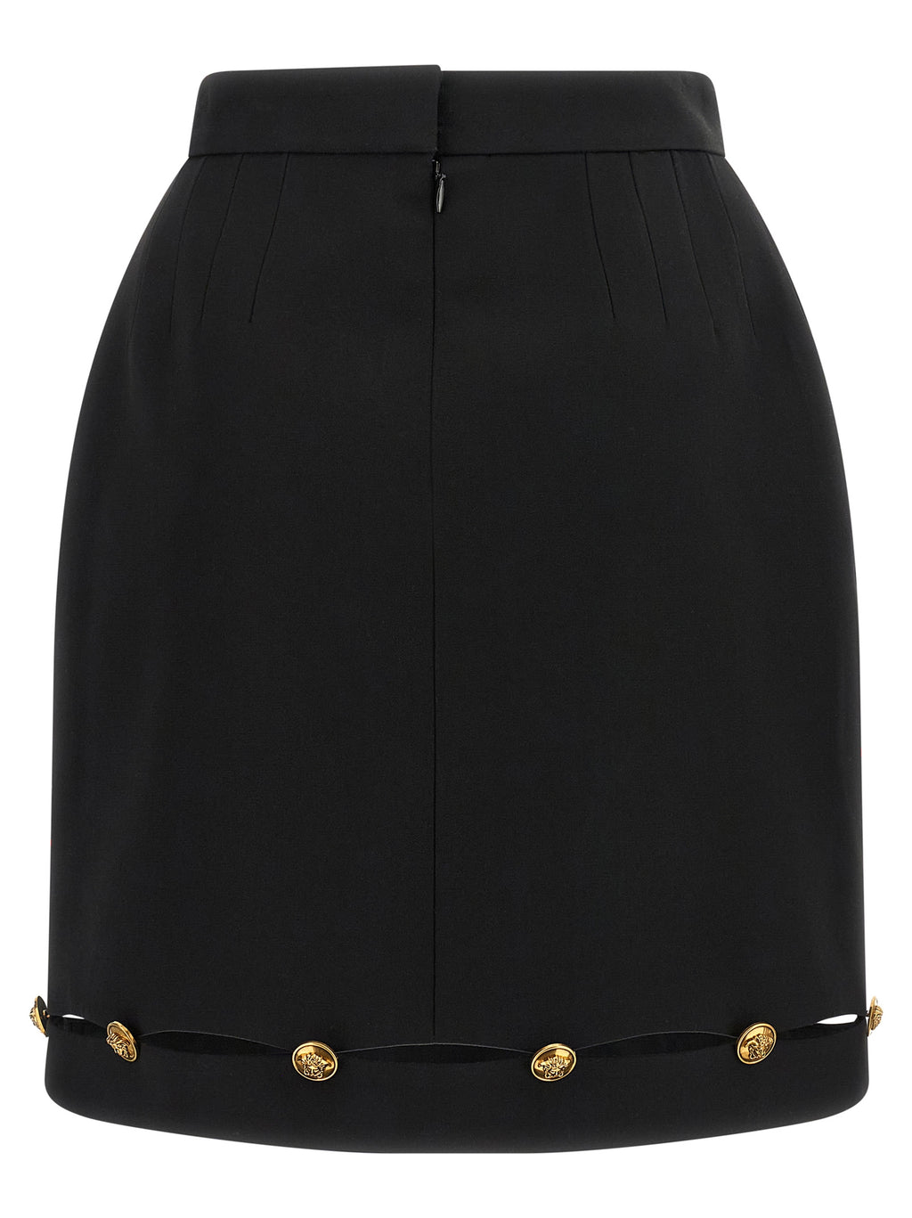 Versace Black Virgin Wool Long Skirt