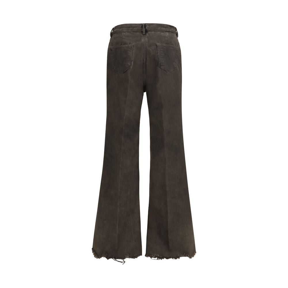 Rick Owens Bicolor Cotton Flared Jeans