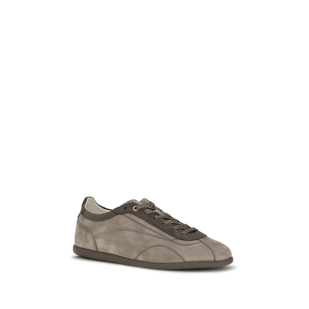 Brunello Cucinelli Gray Calf Leather Bos Taurus Sneakers
