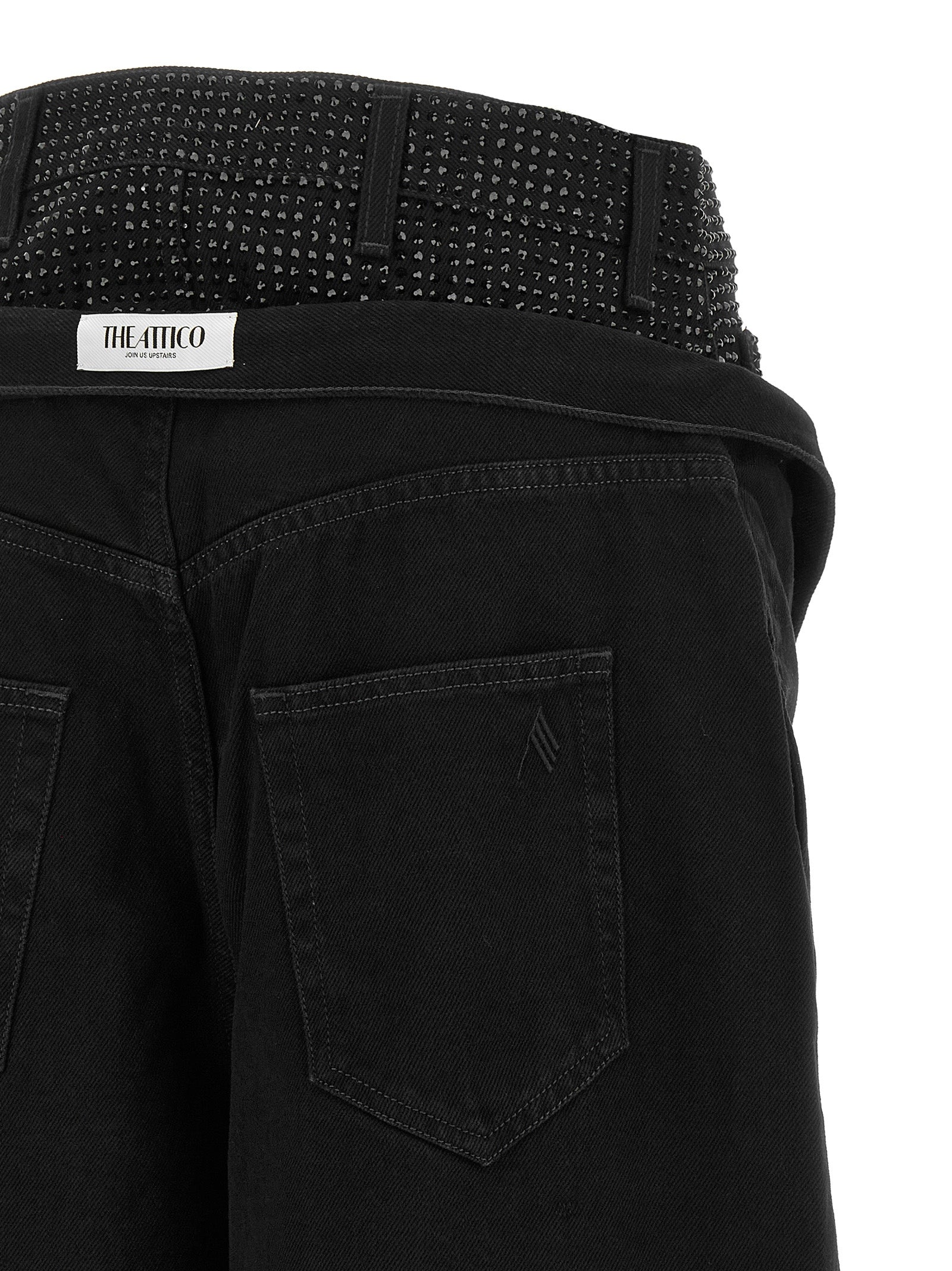 The Attico Black Cotton Cropped Jeans