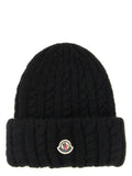 Moncler Black Alpaca Leather Beanie
