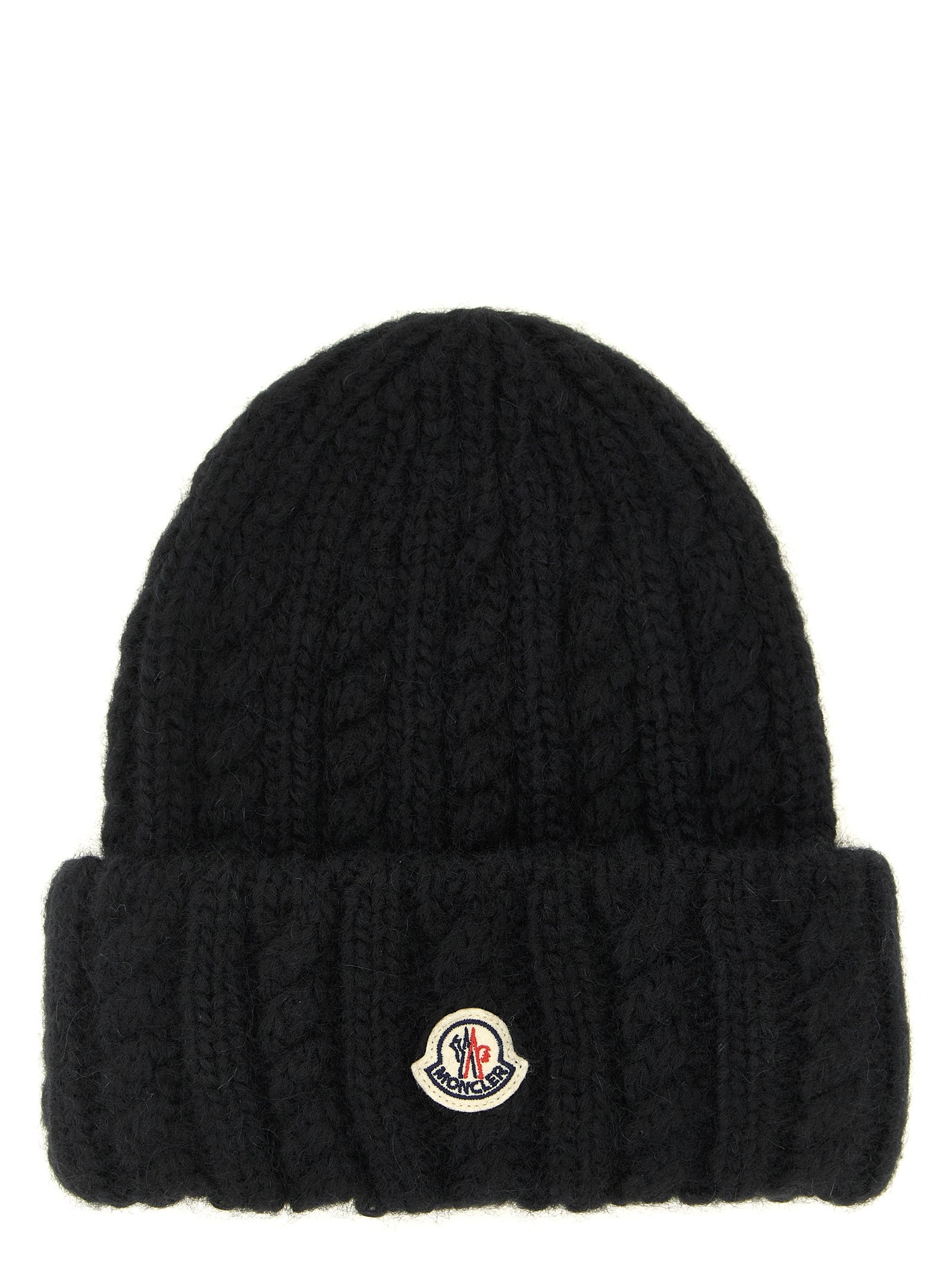 Moncler Black Alpaca Leather Beanie