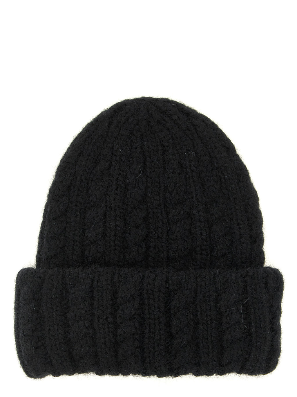 Moncler Black Alpaca Leather Beanie