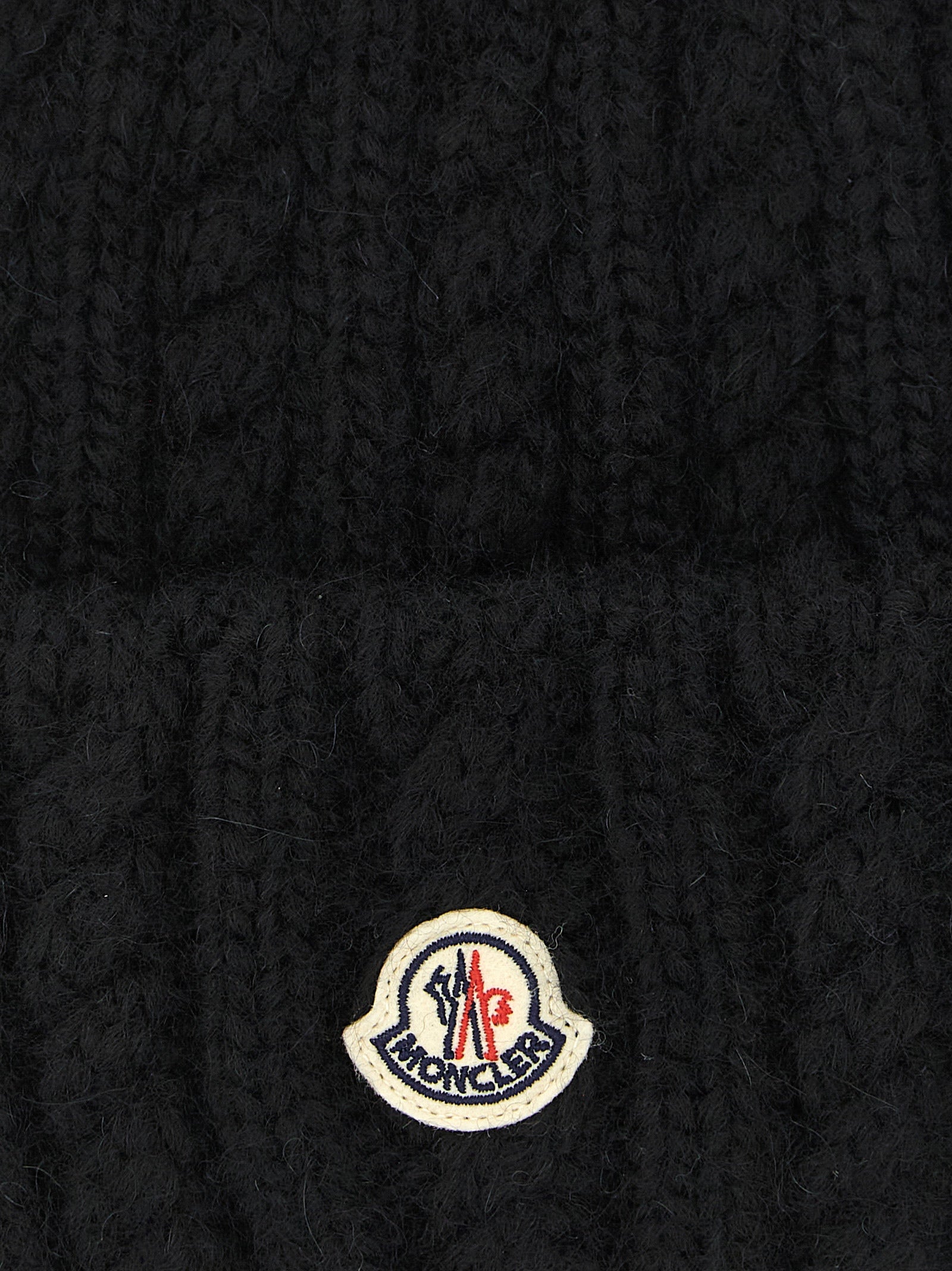 Moncler Black Alpaca Leather Beanie