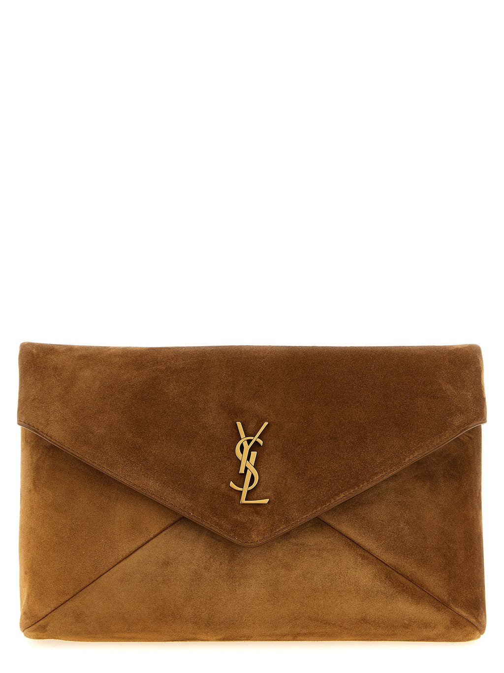 Saint Laurent Brown Calfskin Clutch Bag