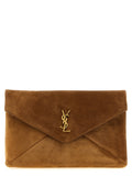 Saint Laurent Brown Calfskin Clutch Bag