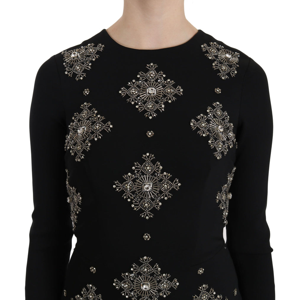 John Richmond Schwarzes Stretch-Mini-Shiftkleid mit Kristall