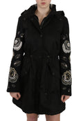 John Richmond Floral Pailletten Perlen Jacke mit Kapuze Mantel