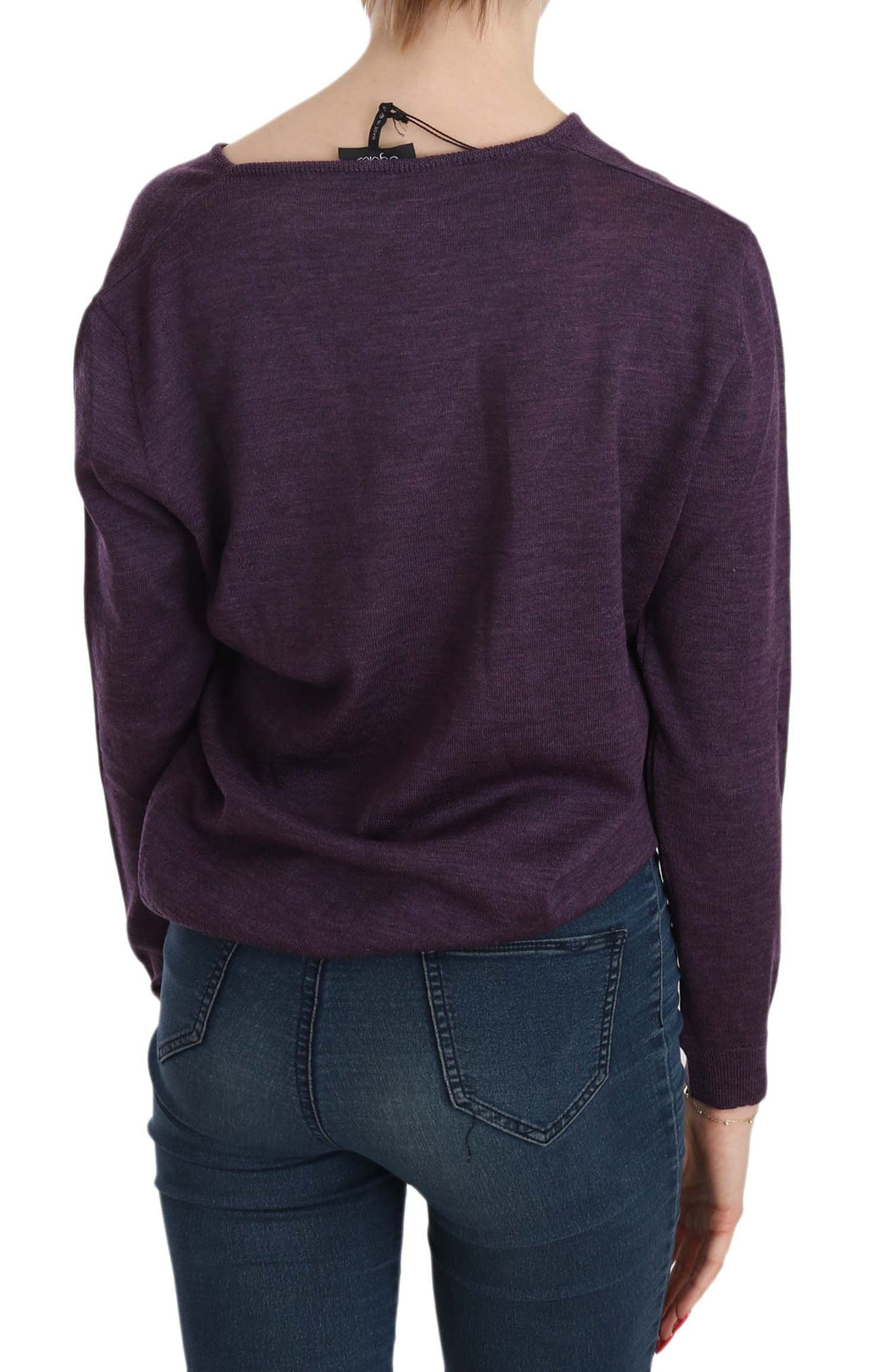 BYBLOS Lila V-Ausschnitt Langarm-Pullover-Top